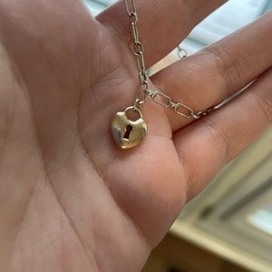 Tiffany and Co Silver and Rose Gold Heart Bracelet